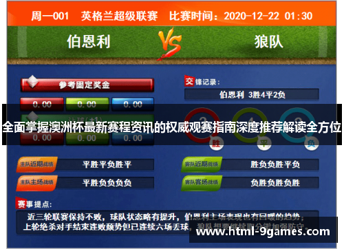 全面掌握澳洲杯最新赛程资讯的权威观赛指南深度推荐解读全方位