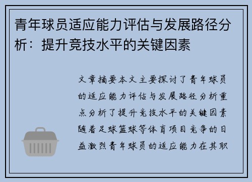 青年球员适应能力评估与发展路径分析：提升竞技水平的关键因素